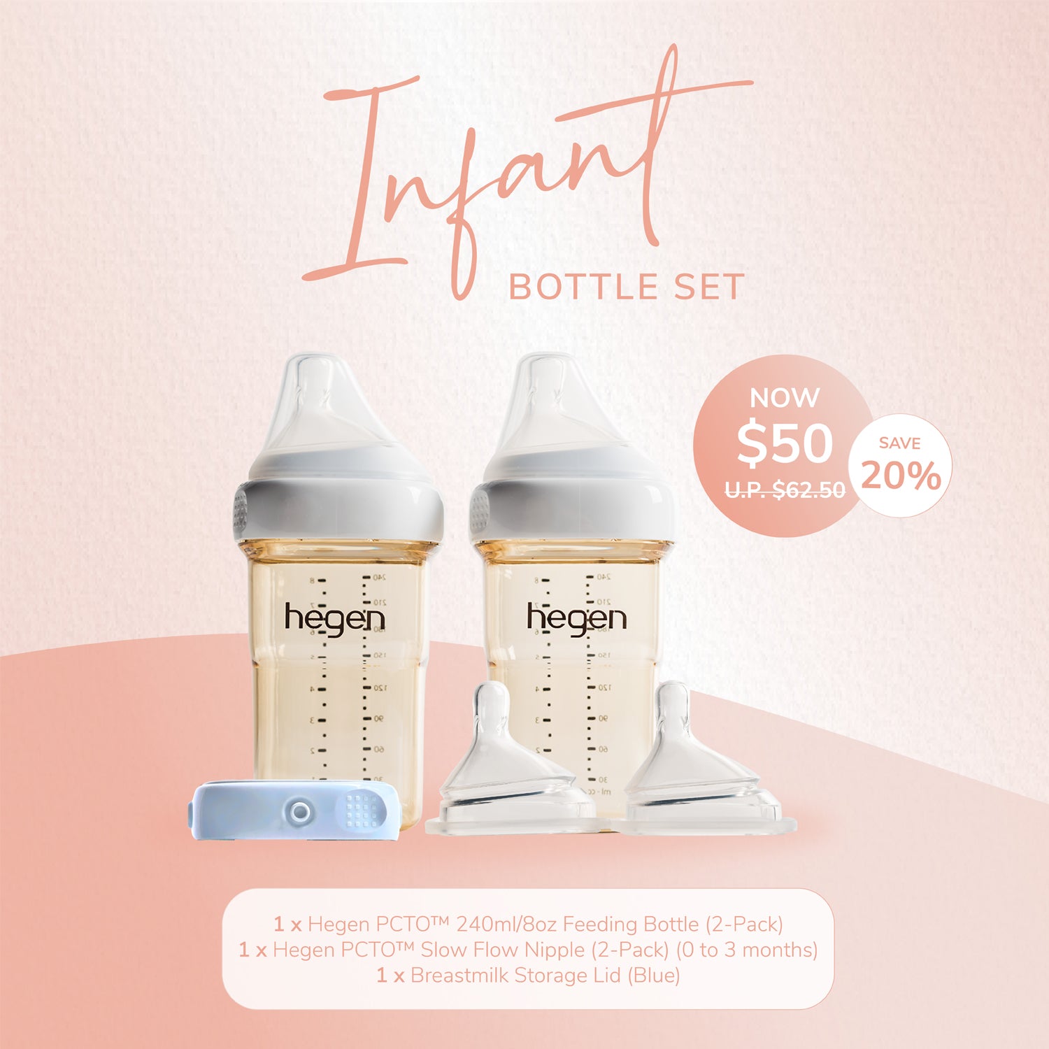 Hegen Infant Bottle Set (suitable for 3 to 6 months)