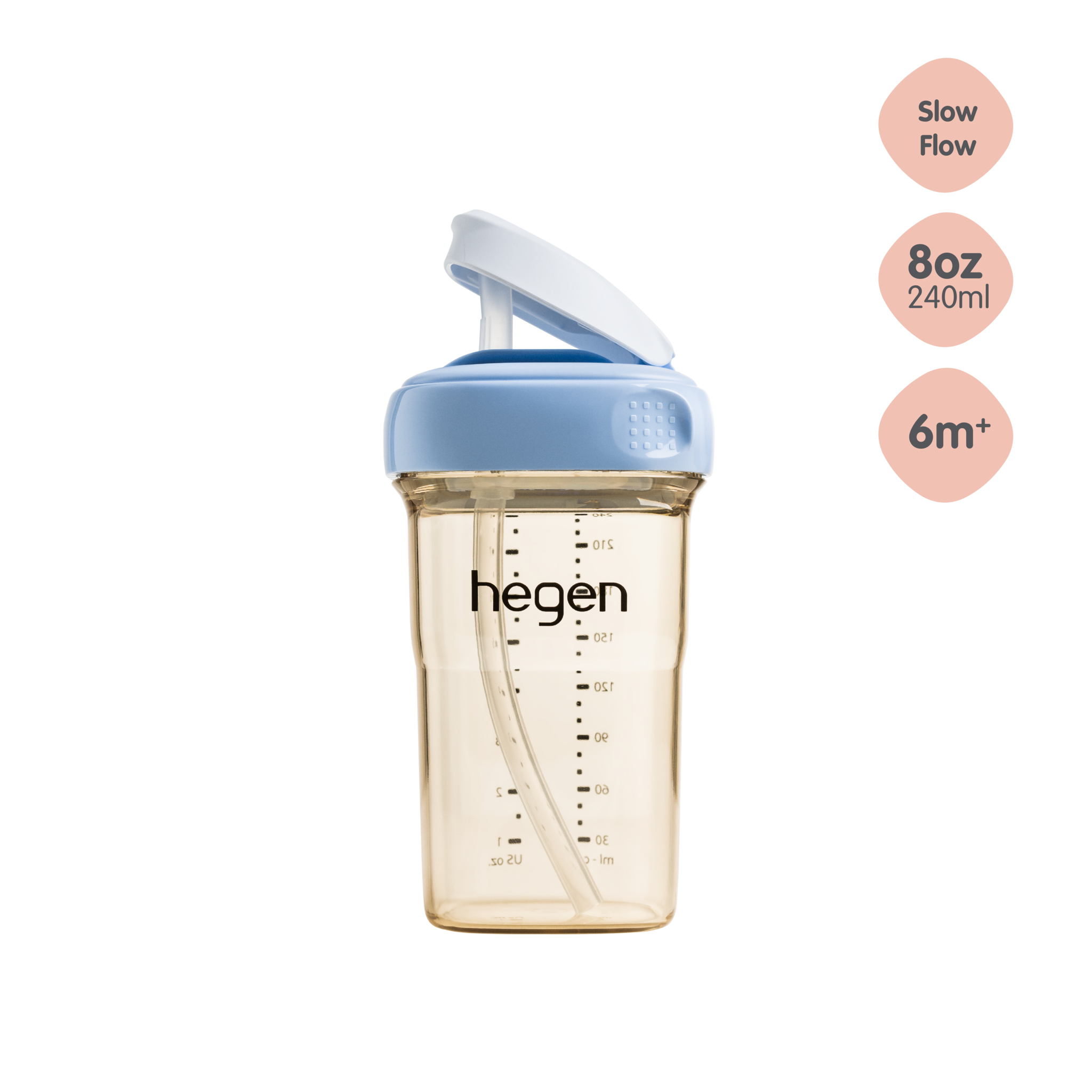 Hegen PCTO™ 240ml/8oz Straw Cup PPSU Blue (Slow Flow) suitable for 6 months and above