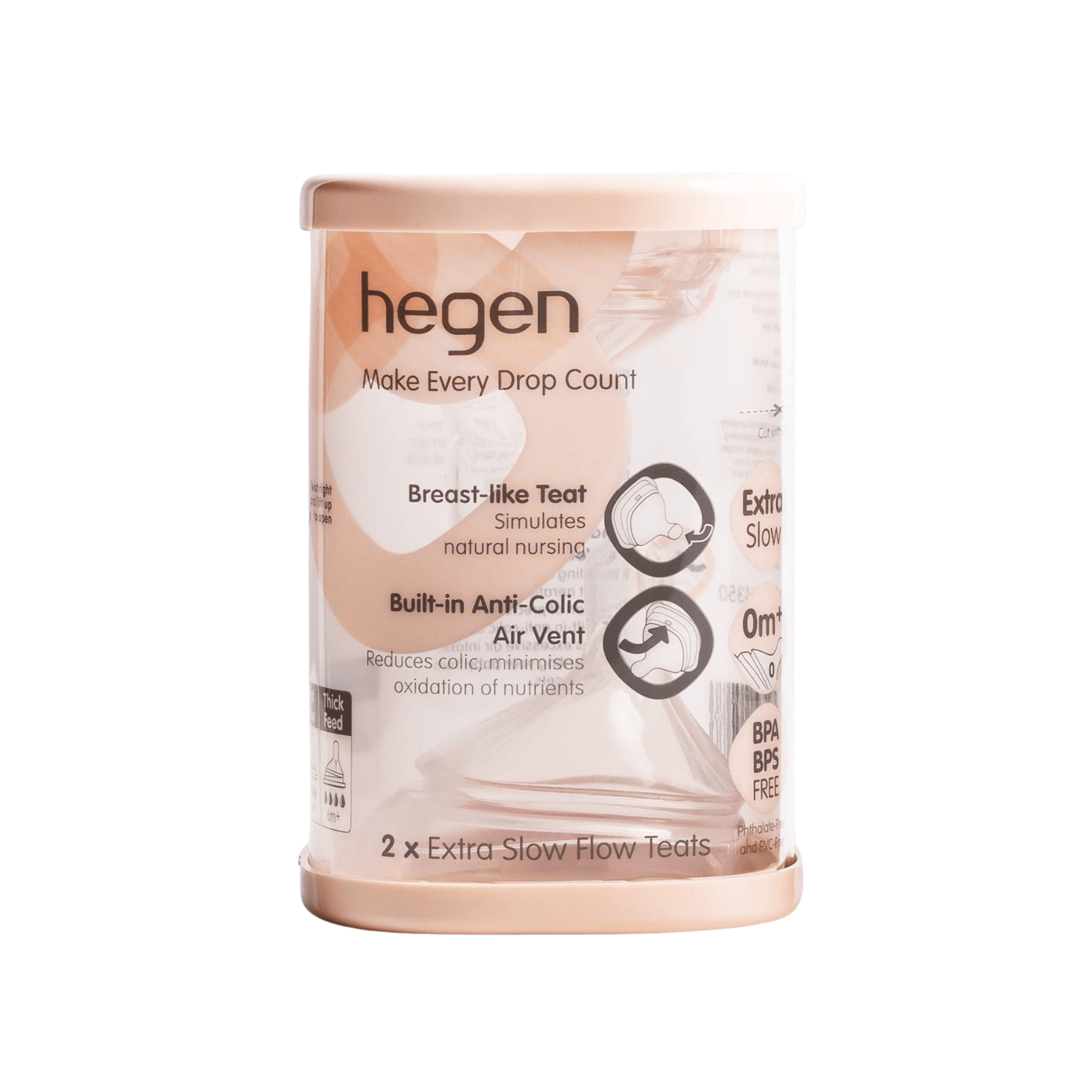 Hegen Nipple Extra Slow Flow, 2-Pack (0 months) - hegen.us