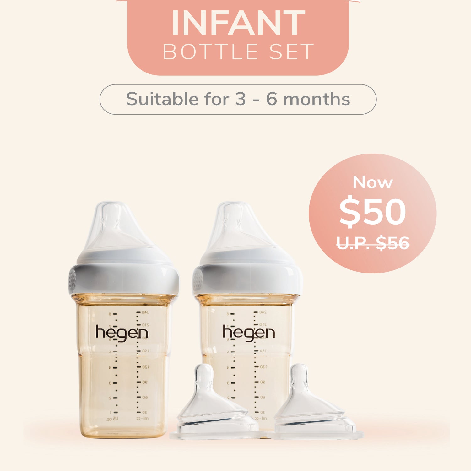 Hegen Infant Bottle Set (suitable for 3 to 6 months)