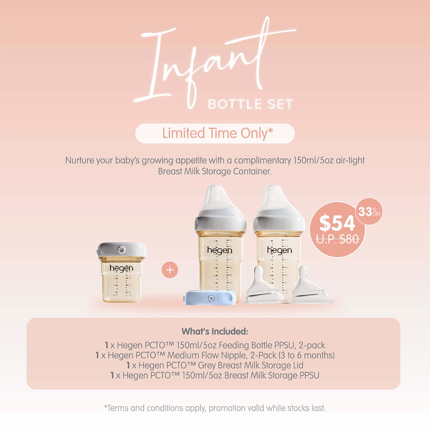 Hegen Infant Bottle Set (suitable for 3 to 6 months)