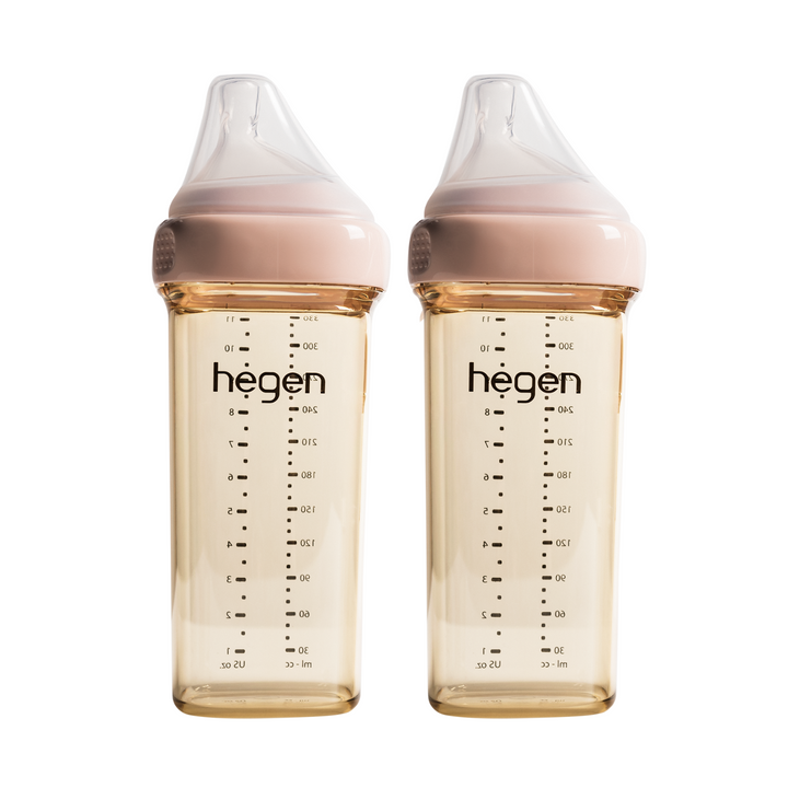 Hegen PPSU Baby Bottle - 6 Months Plus - 330ml/11oz - Pink - 2-Pack