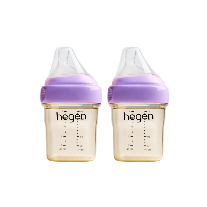 Hegen PPSU Baby Bottle - 1 to 3 Months 150ml/5oz - Purple - 2-Pack