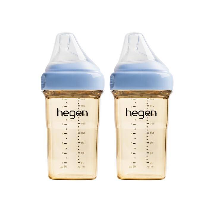 Hegen PPSU Baby Bottle - 3 to 6 Months - 240ml/8oz - Blue - 2-Pack