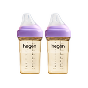 Hegen PPSU Baby Bottle - 3 to 6 Months - 240ml/8oz - Purple - 2-Pack