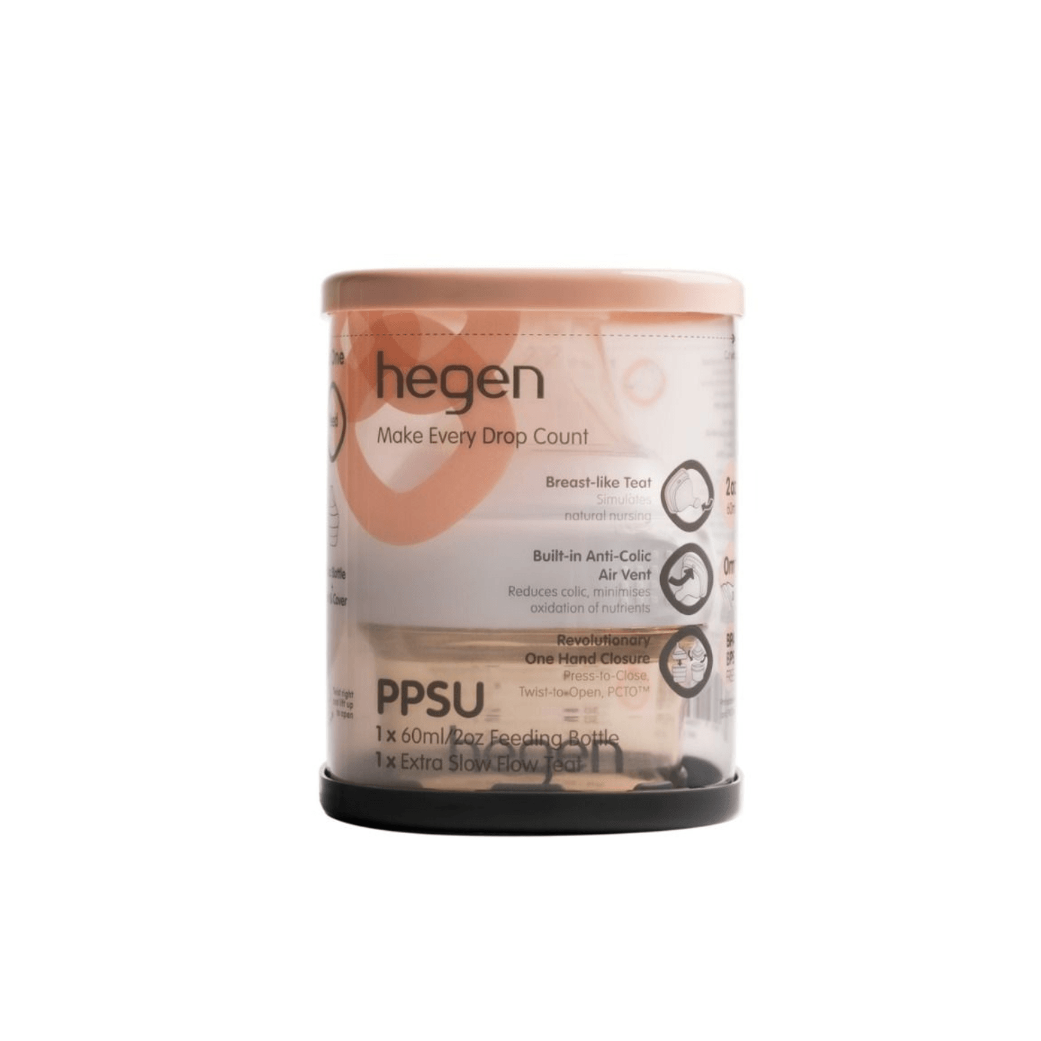 Hegen PCTO™ 60ml/2oz Feeding Bottle PPSU with Extra Slow Flow Teat (0 months) - hegen.us