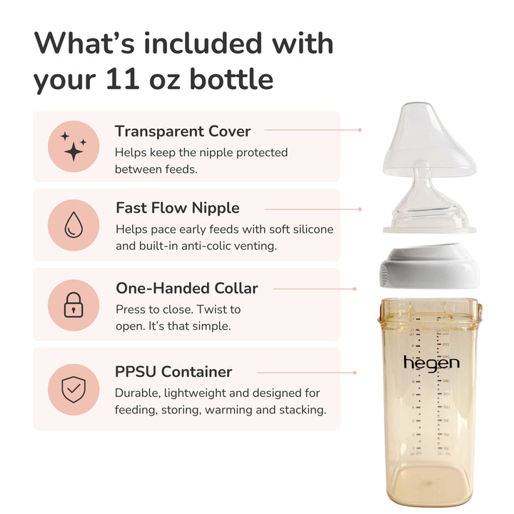 Hegen PPSU Baby Bottle - 6 Months Plus - 330ml/11oz - Blue - 2-Pack