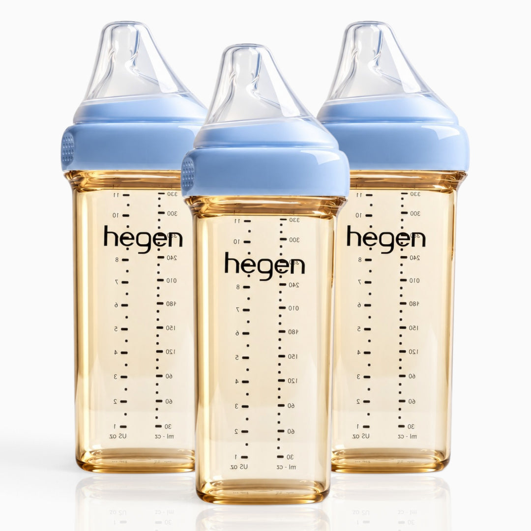 Hegen PPSU Anti-Colic Baby Bottle - 6 Months Plus - 330ml/11oz - Blue - 3-Pack