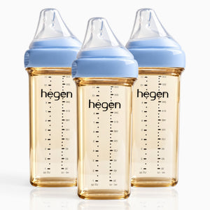 Hegen PPSU Anti-Colic Baby Bottle - 6 Months Plus - 330ml/11oz - Blue - 3-Pack