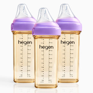 Hegen PPSU Anti-Colic Baby Bottle - 6 Months Plus - 330ml/11oz - Purple - 3-Pack