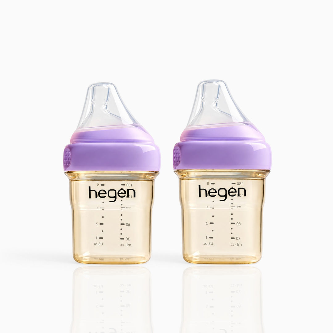 Hegen PPSU Anti-Colic Baby Bottle - 1 to 3 Months 150ml/5oz - Purple - 2-Pack