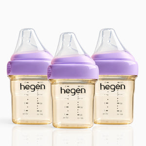 Hegen PPSU Anti-Colic Baby Bottle - 1 to 3 Months 150ml/5oz - Purple - 3-Pack