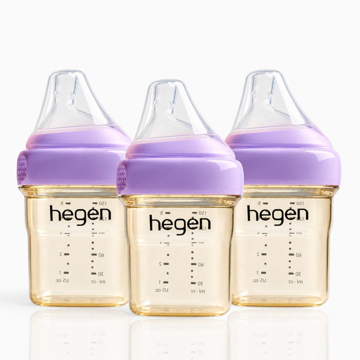 Hegen PPSU Anti-Colic Baby Bottle - 1 to 3 Months 150ml/5oz - Purple - 3-Pack