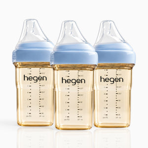 Hegen PPSU Anti-Colic Baby Bottle - 3 to 6 Months - 240ml/8oz - Blue - 3-Pack