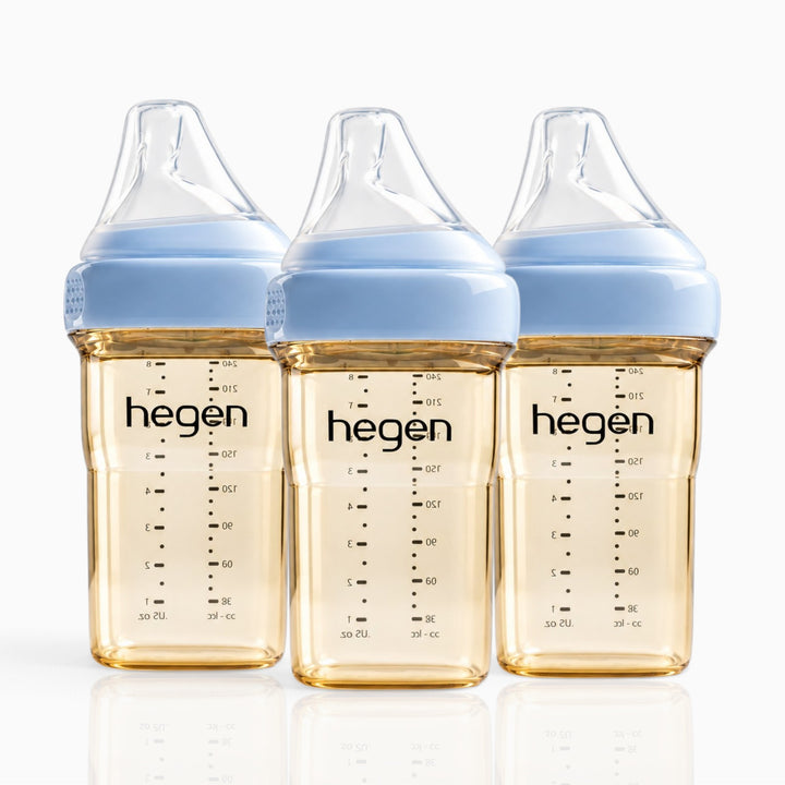 Hegen PPSU Anti-Colic Baby Bottle - 3 to 6 Months - 240ml/8oz - Blue - 3-Pack