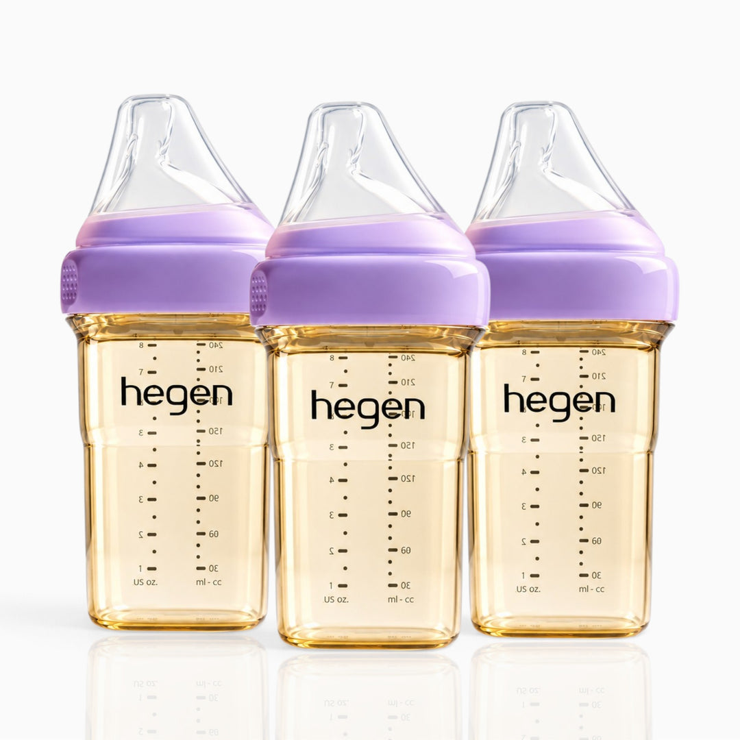 Hegen PPSU Anti-Colic Baby Bottle - 3 to 6 Months - 240ml/8oz - Purple - 3-Pack