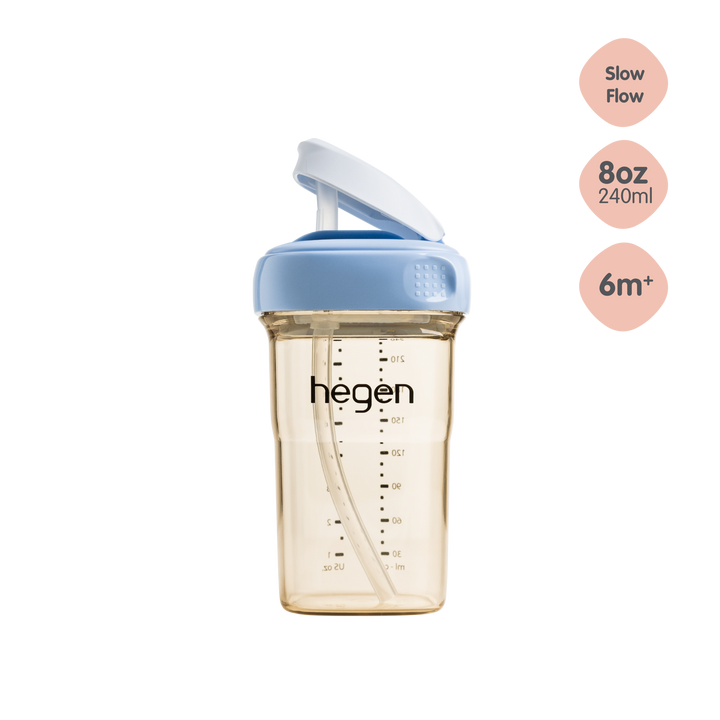 Hegen PPSU Straw Cup - 6 Months Plus - 240ml/8oz - Blue