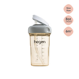 Hegen PPSU Straw Cup - 6 Months Plus - 240ml/8oz - Grey