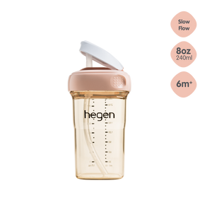 Hegen PPSU Straw Cup - 6 Months Plus - 240ml/8oz - Pink