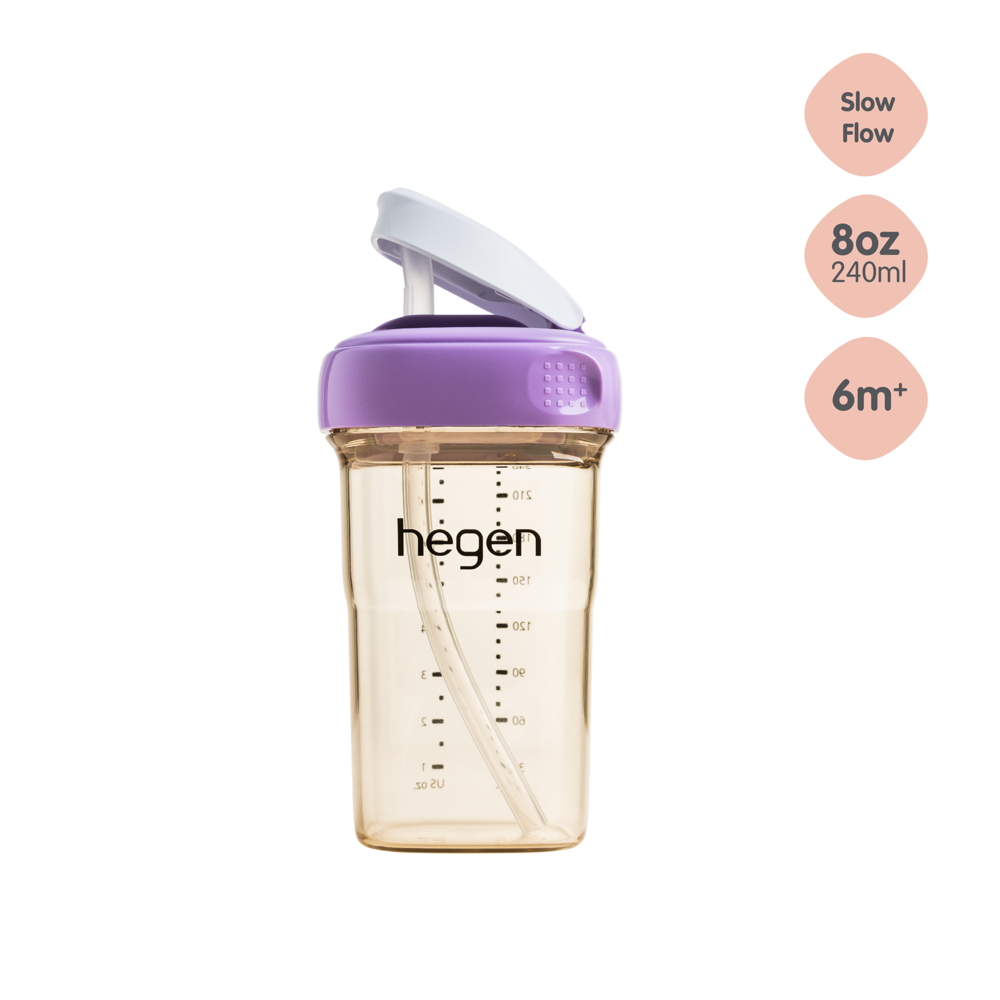 Hegen PCTO™ 240ml/8oz Straw Cup PPSU Purple (Slow Flow) - 6 months and above