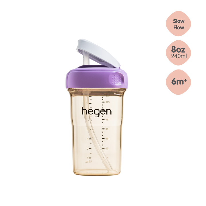 Hegen PPSU Straw Cup - 6 Months Plus - 240ml/8oz - Purple