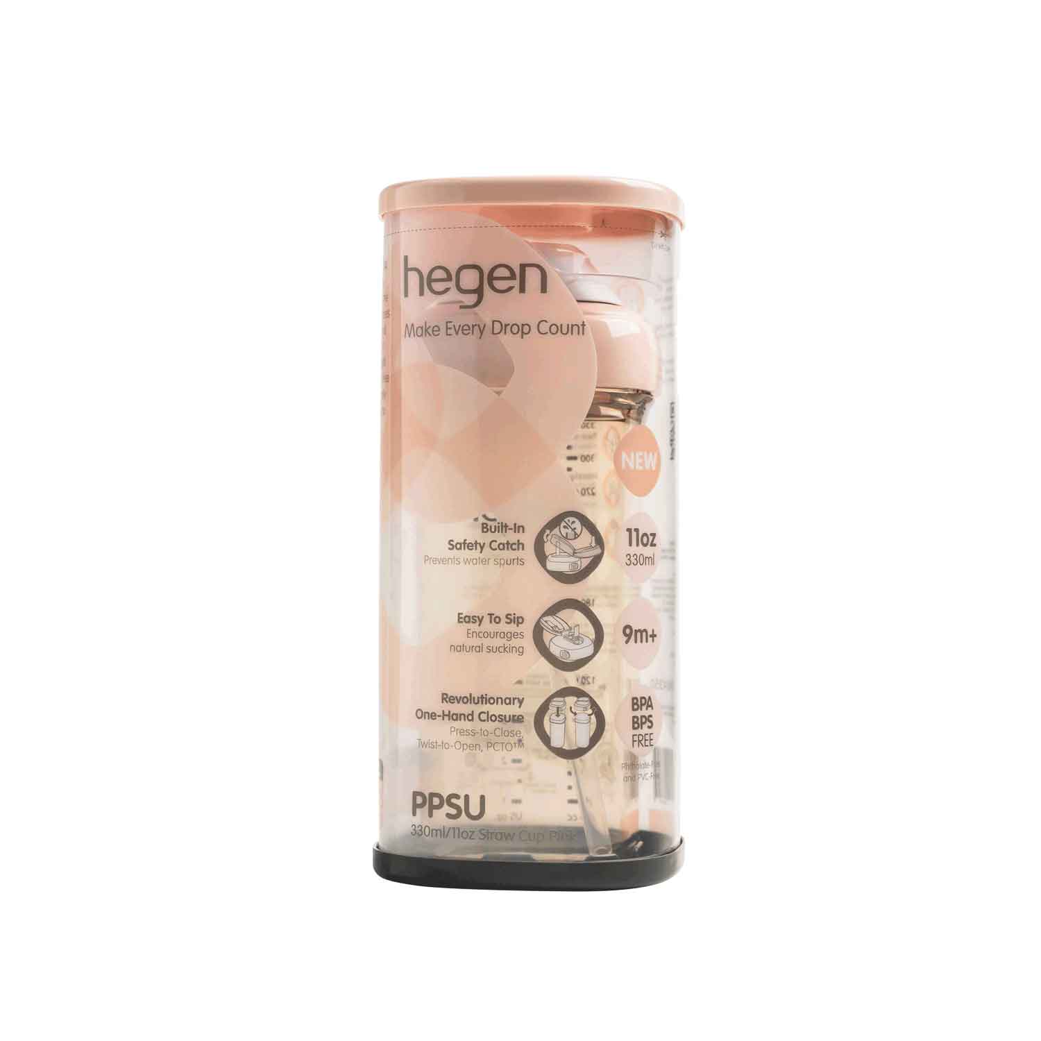 Hegen PCTO™ 330ml/11oz Straw Cup PPSU Pink (9 months and above) NEW