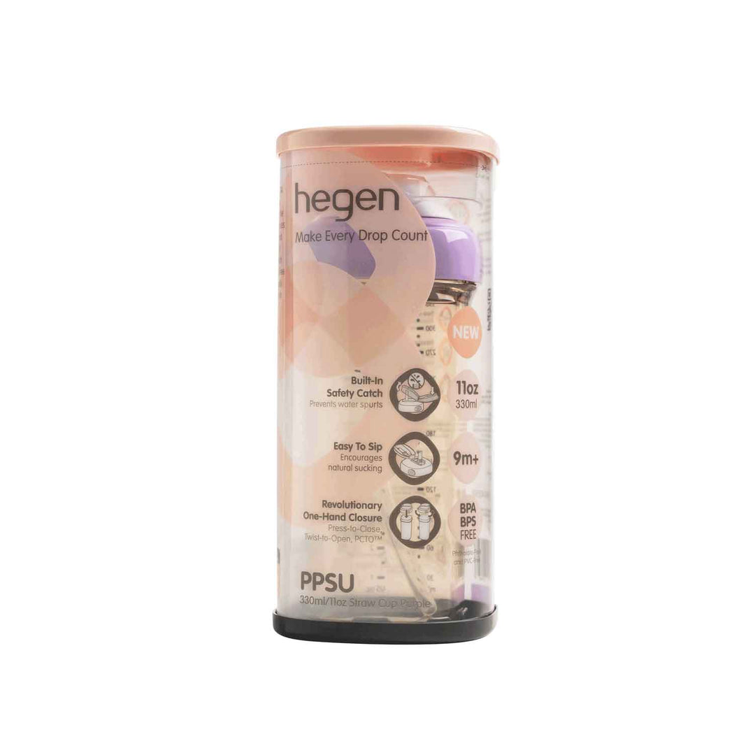 Hegen PPSU Straw Cup - 9 Months Plus - 330ml/11oz - Purple