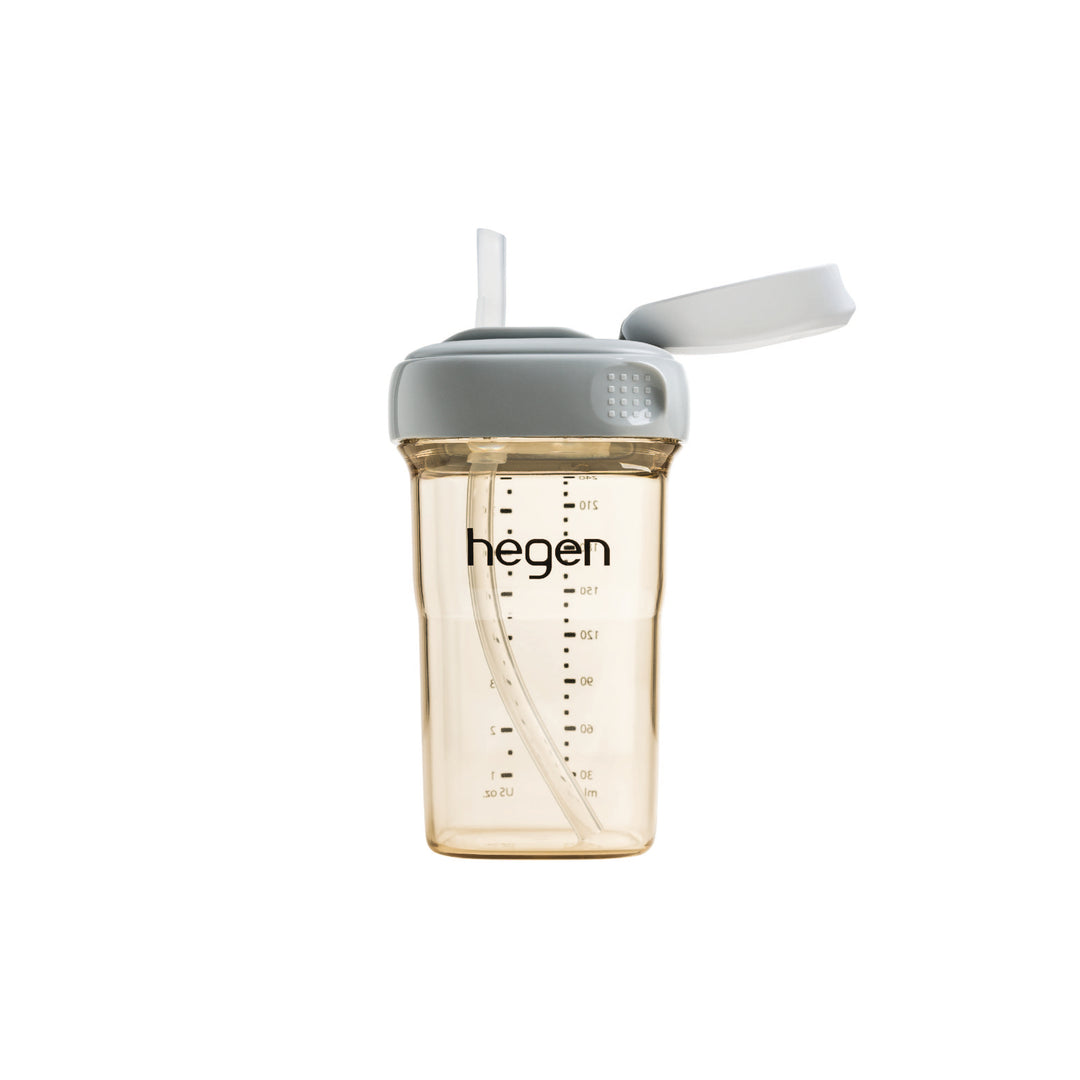 Hegen PPSU Straw Cup - 6 Months Plus - 240ml/8oz - Grey