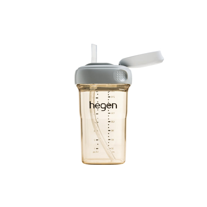 Hegen PPSU Straw Cup - 6 Months Plus - 240ml/8oz - Grey